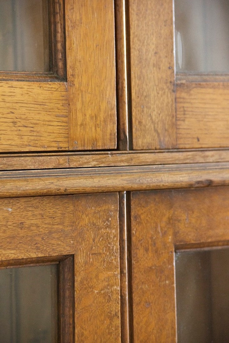 A late C19th oak library cabinet