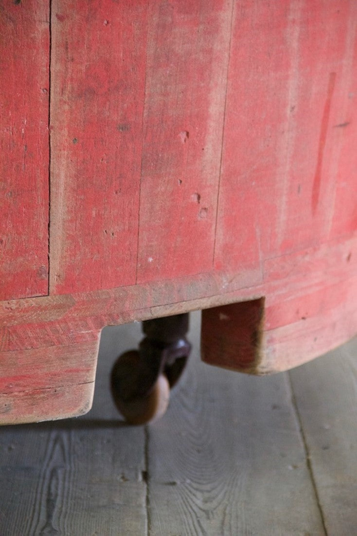 A large wooden tub