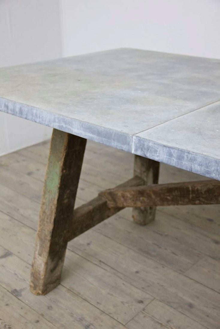 A C19th zinc top preparation table