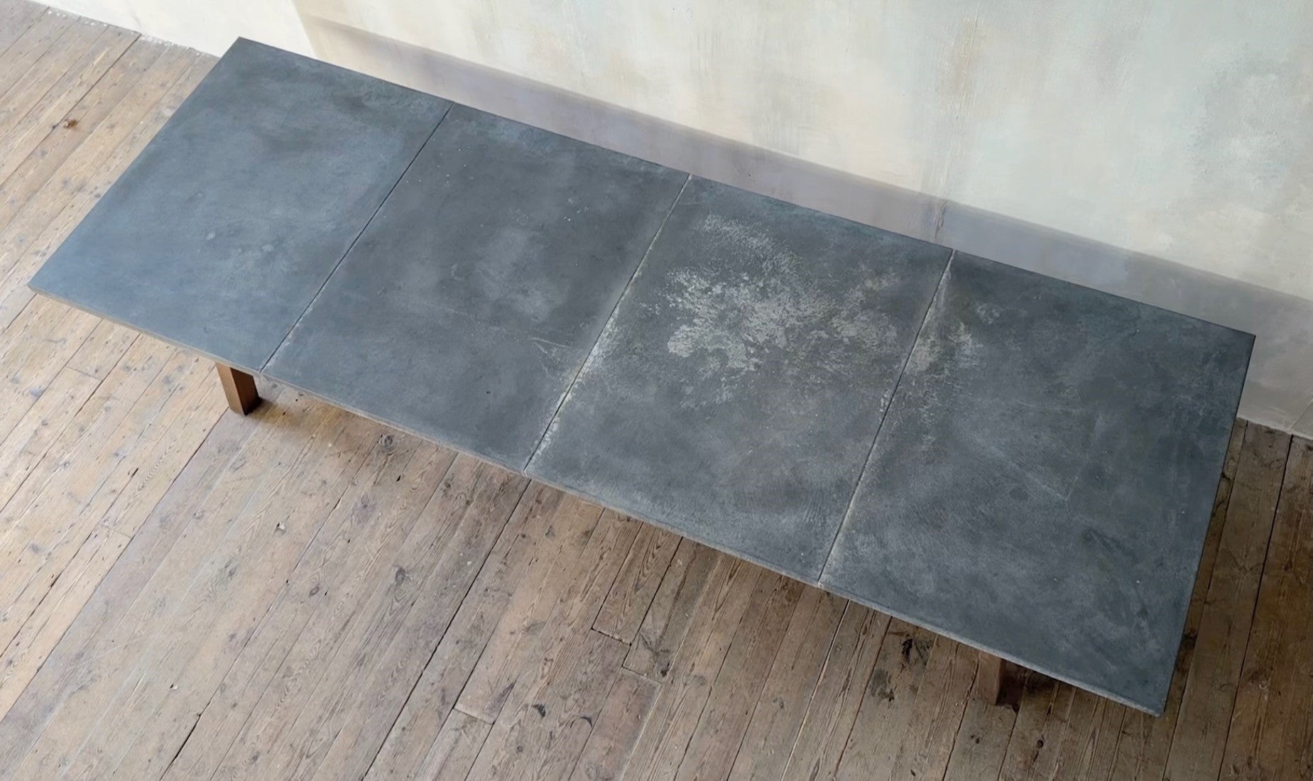 An oak orangery table with zinc top