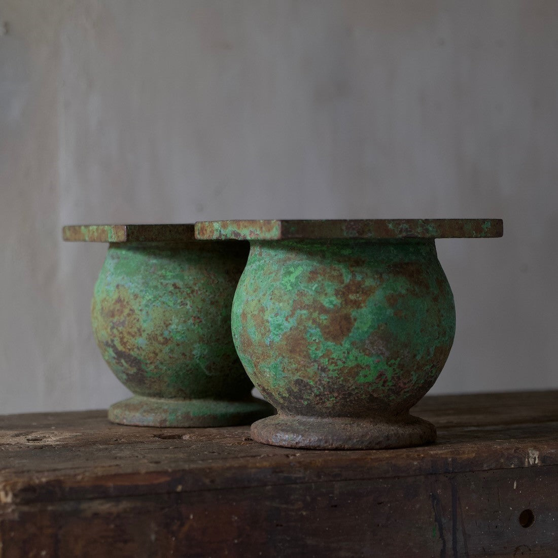 A pair of geometric planters
