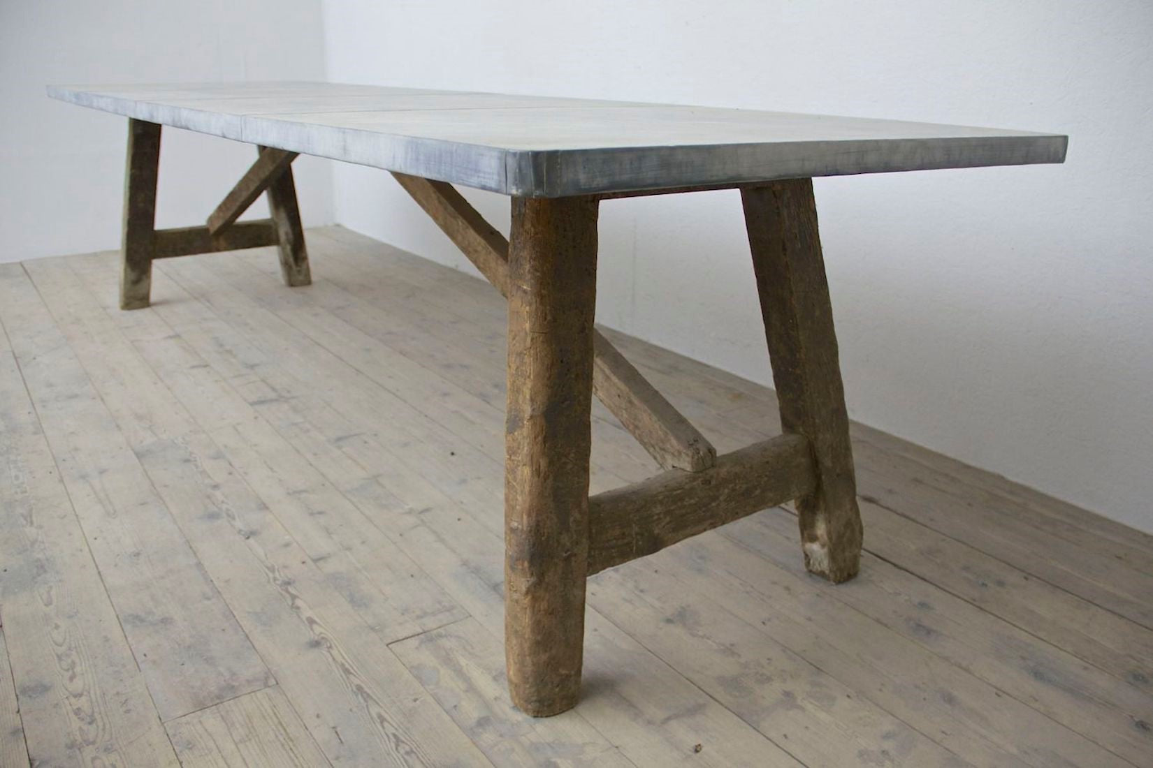 A C19th zinc top preparation table