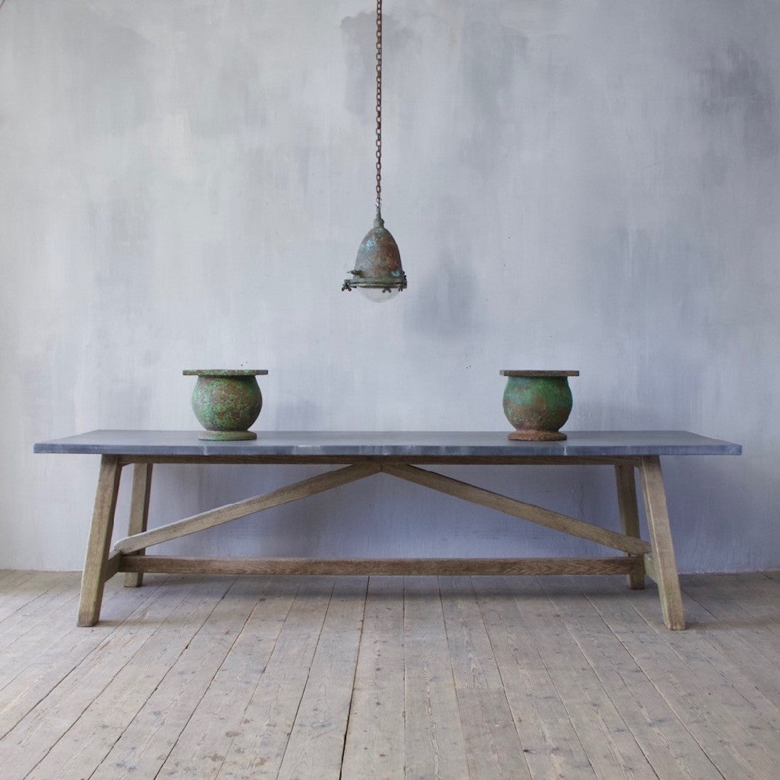A 1930s copper and brass pendant light