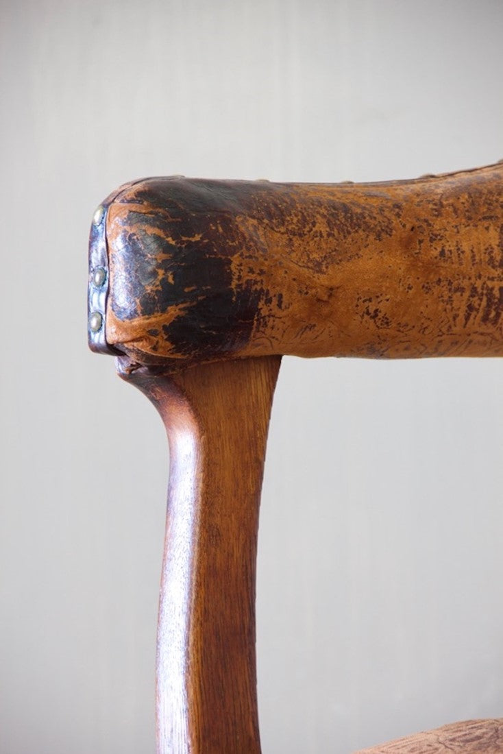 A C19th leather desk chair