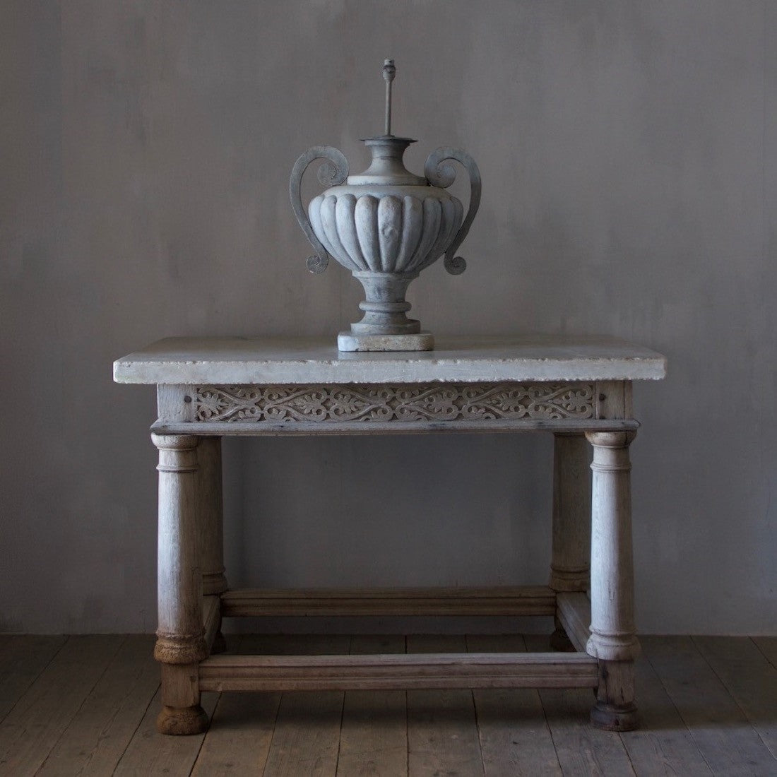 A C19th zinc table lamp