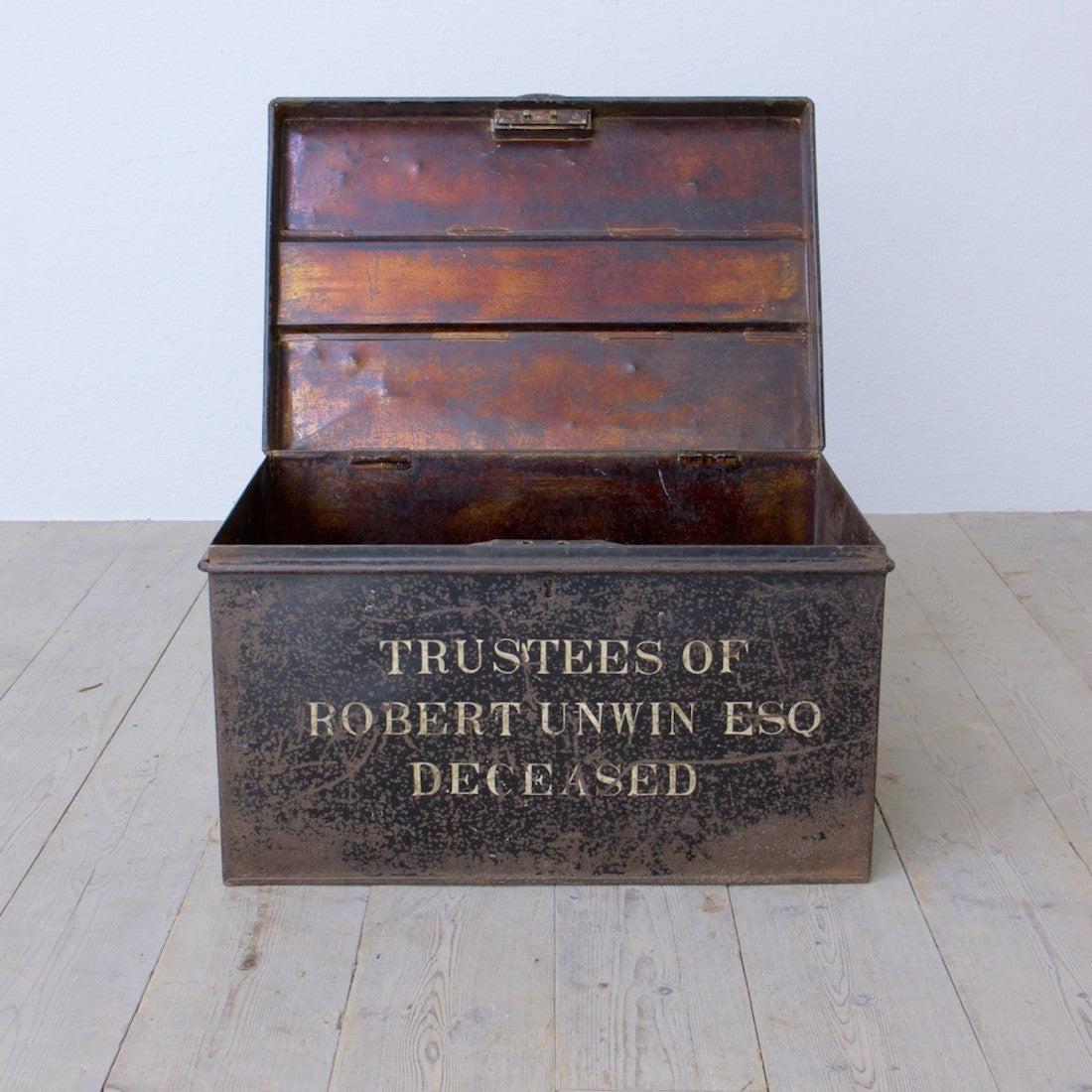 A C19th tole deed box