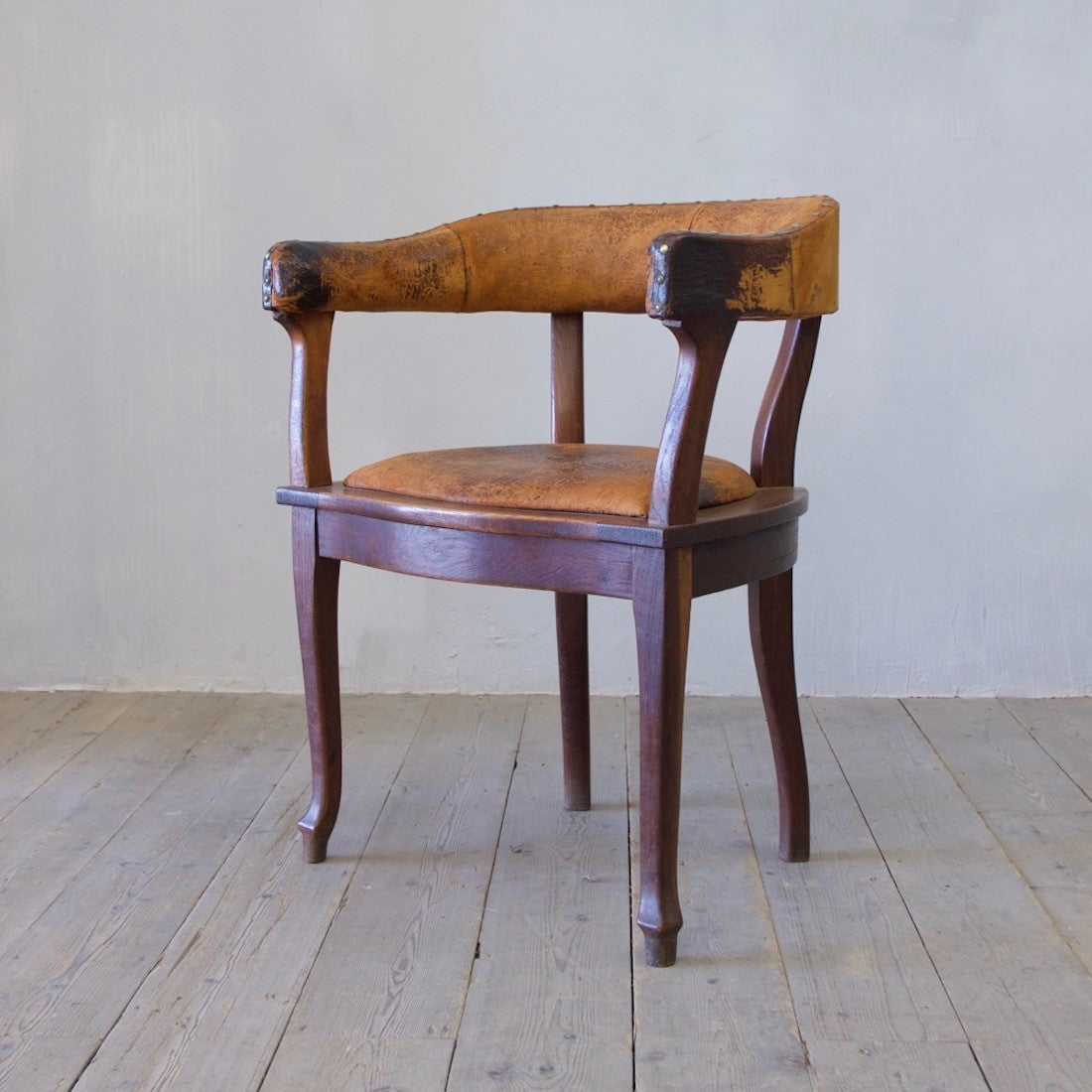 A C19th leather desk chair