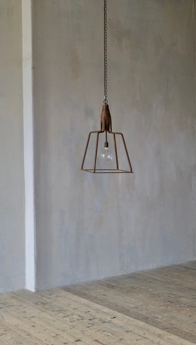 A substantial wrought iron lantern