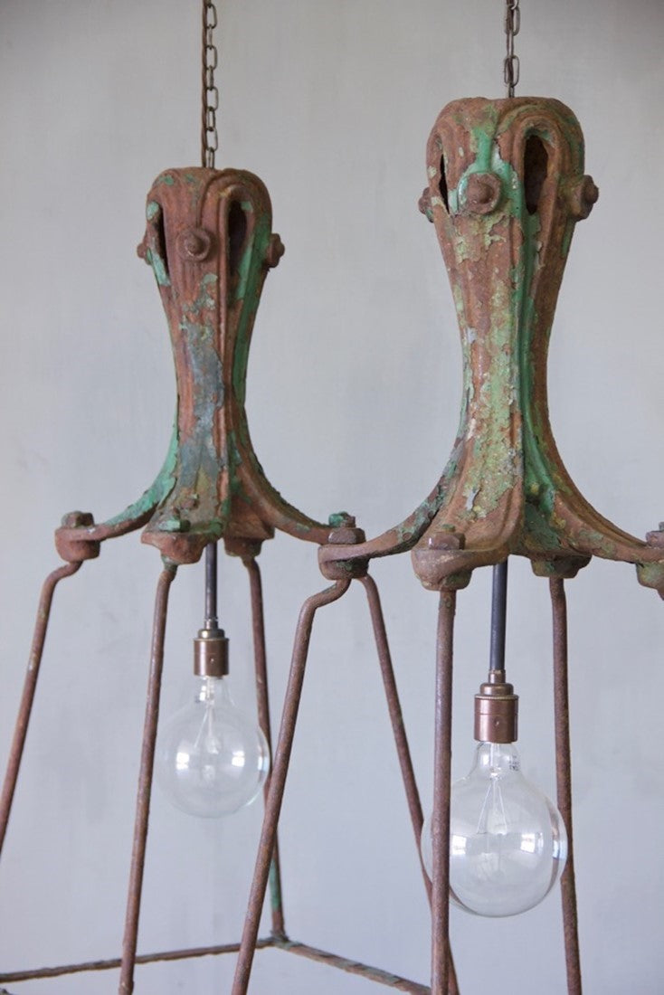 A pair of 19th century cast and wrought iron lanterns