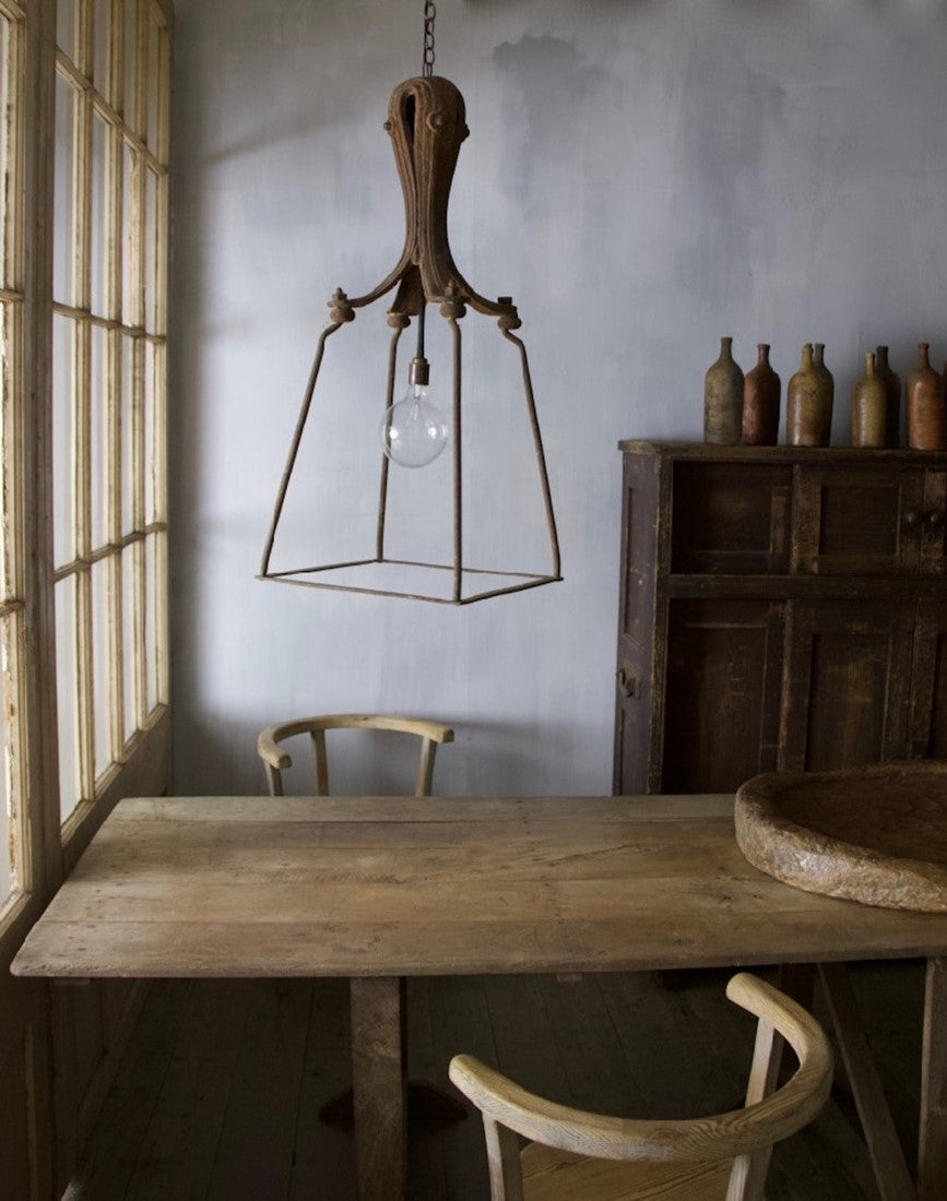 A C19th wrought iron lantern