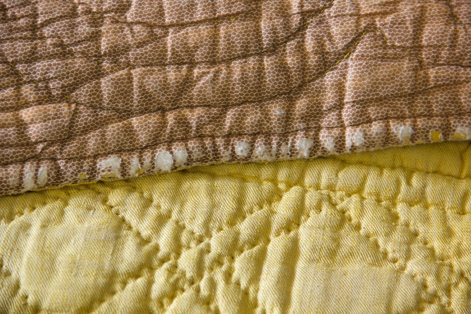 A beautiful gold 18th century silk French quilt