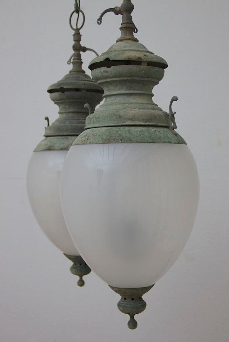 A pair of C19th Italian globe lanterns