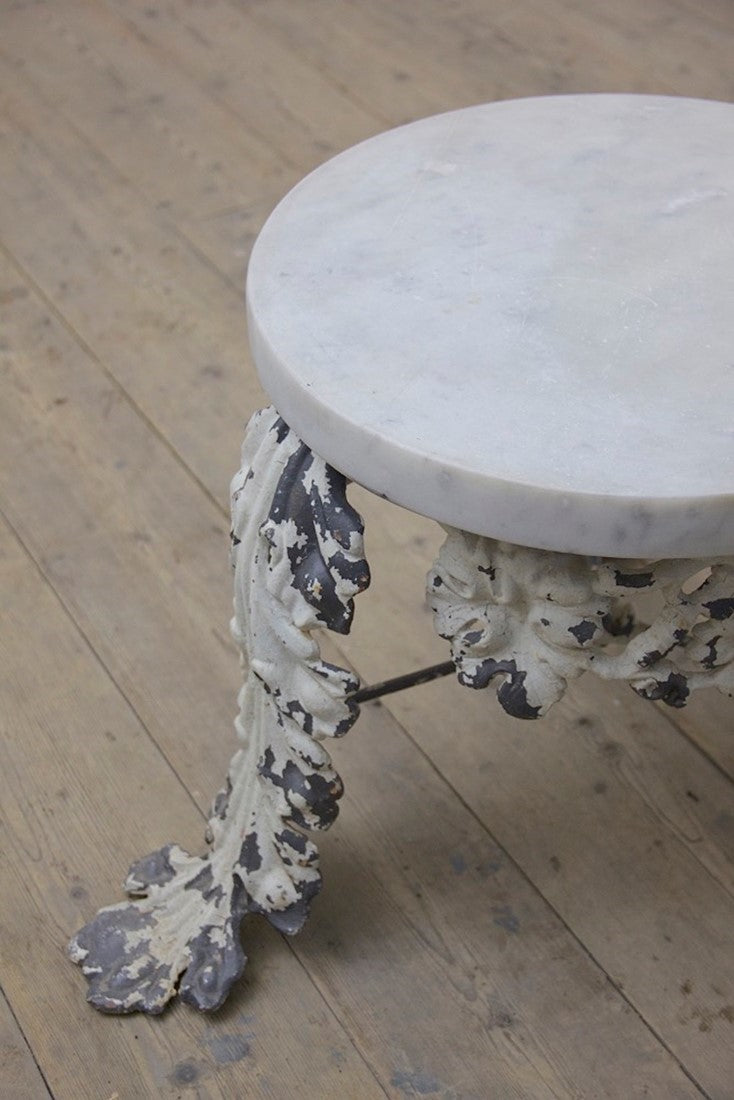 A C19th iron and marble side table