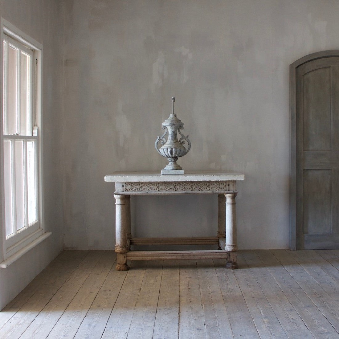 A C19th zinc urn table lamp