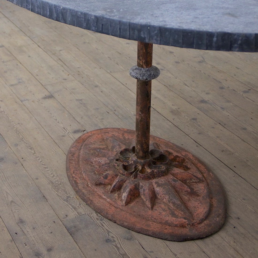 An ellipse shaped garden table