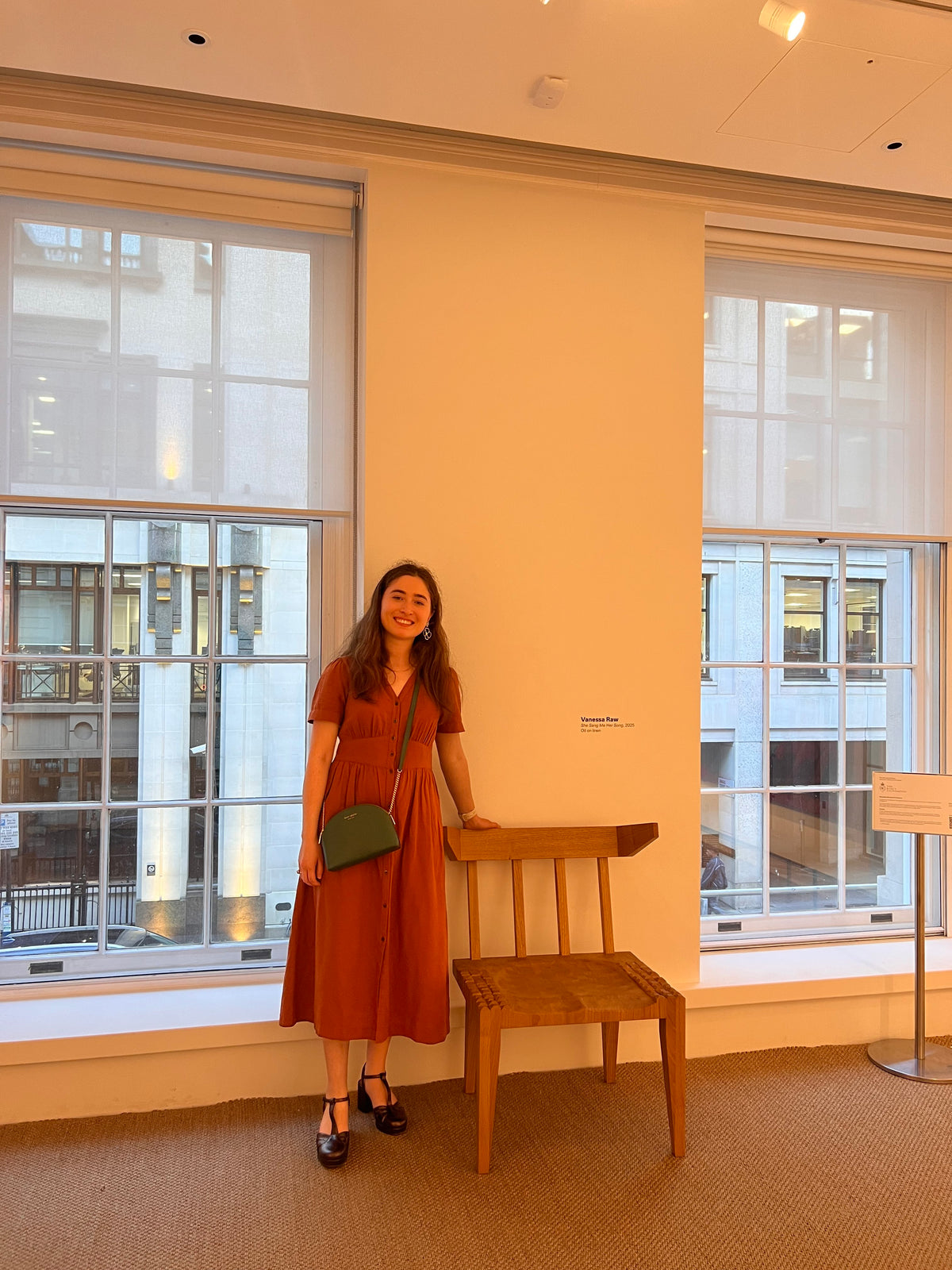 Rachel Glinsman with her facet chair made from engrain timbers