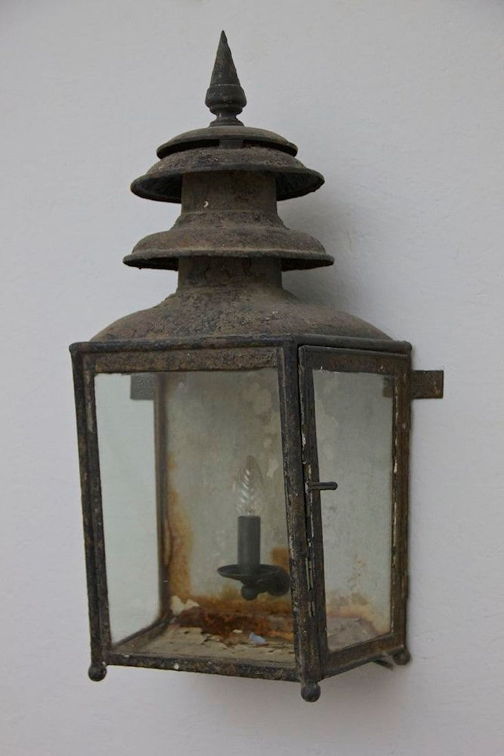 A C19th tole wall lantern