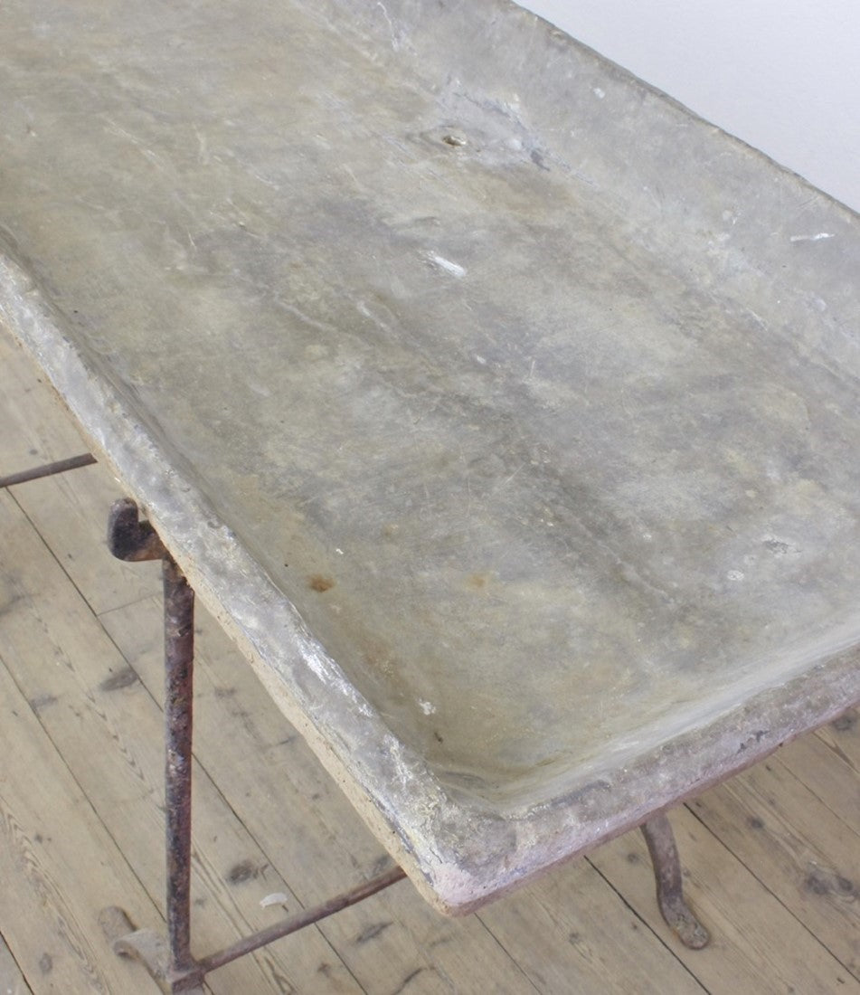 A lead basin on stand