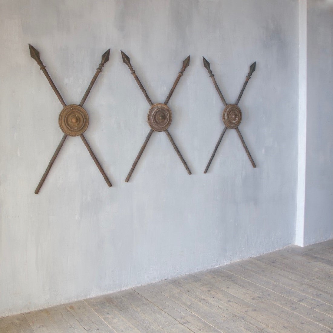 A set of three iron trophies