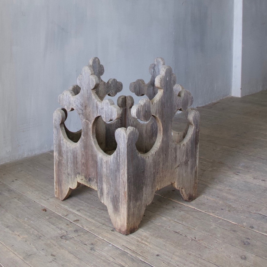 A large gothic oak planter