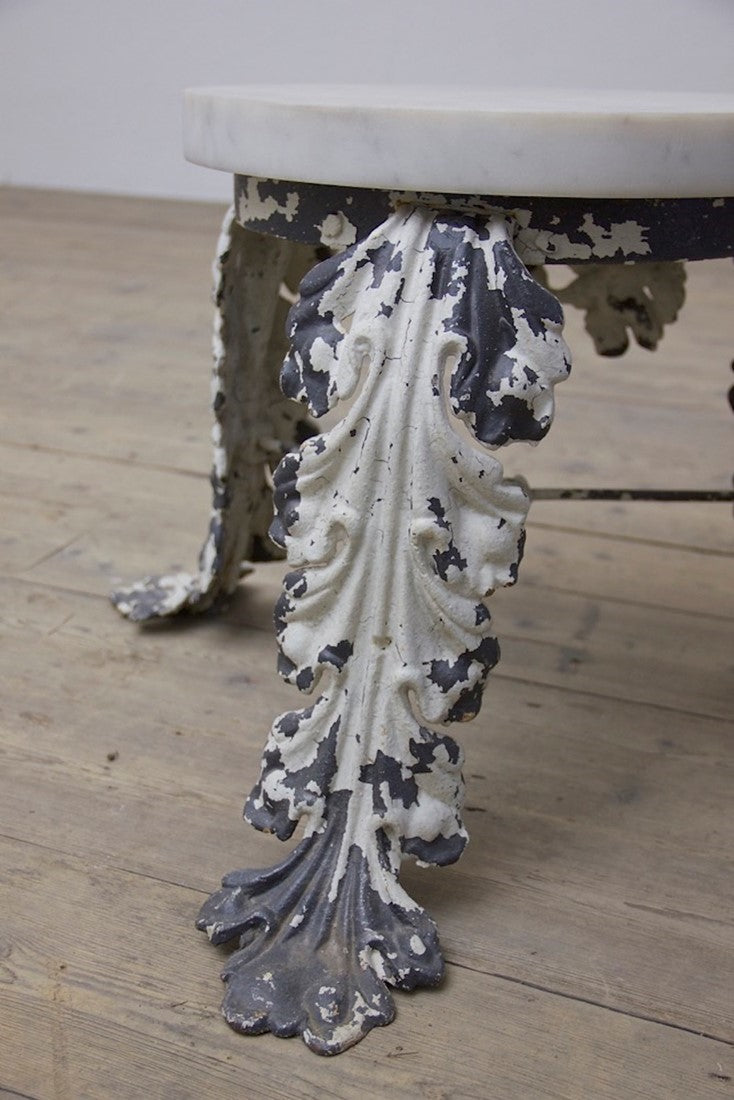 A C19th iron and marble side table