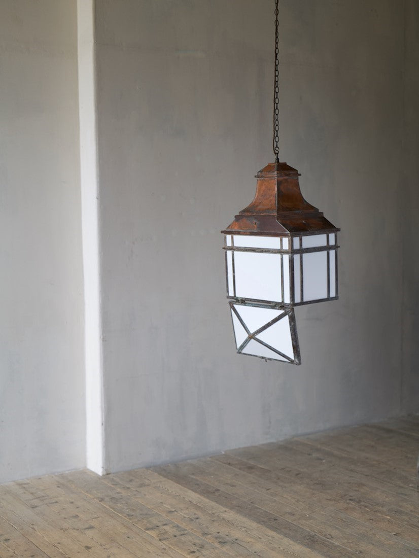 A large architectural copper lantern