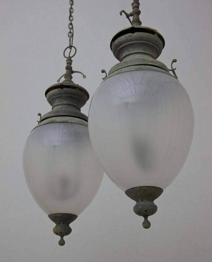 A pair of C19th Italian globe lanterns