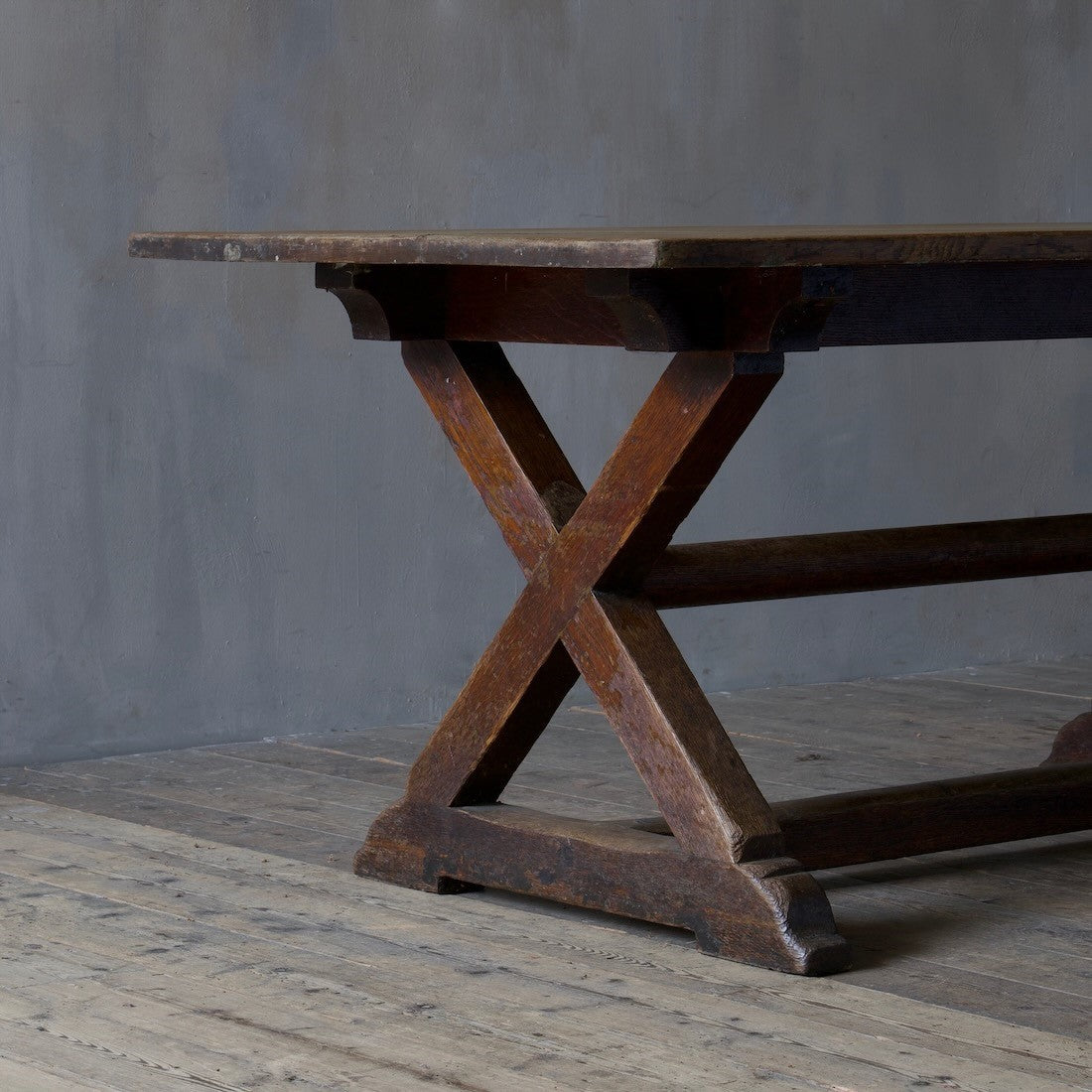 A late 19th century oak refectory table