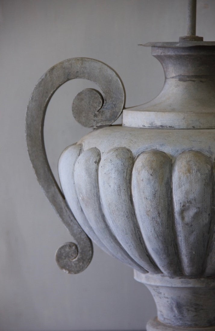 A C19th zinc table lamp