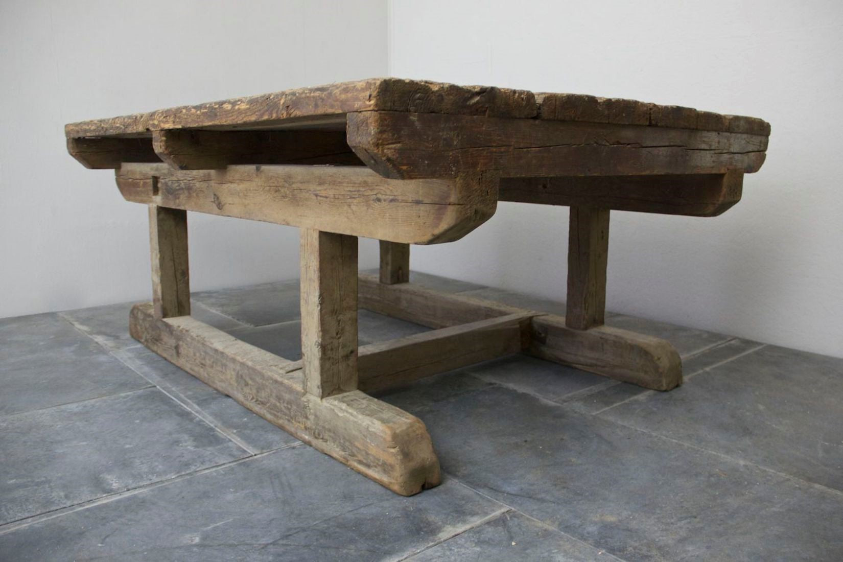A large, primitive C19th work table