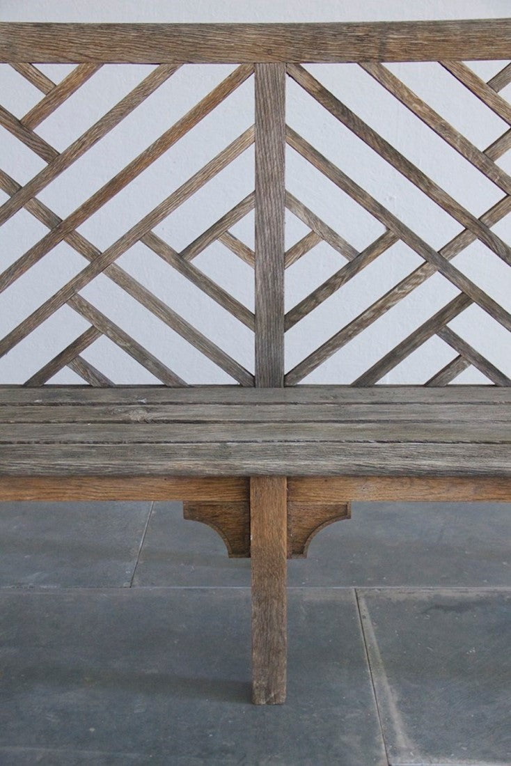 A C20th oak garden seat