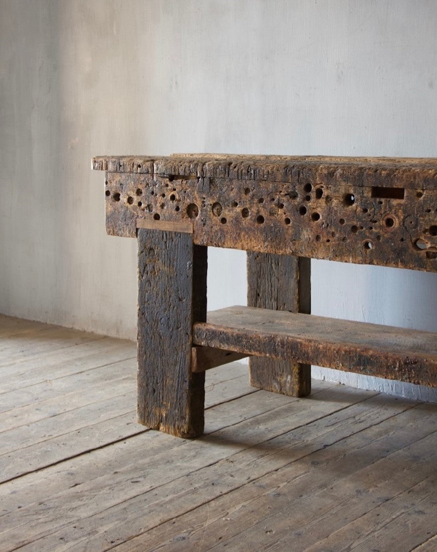 A primitive 19th century workbench