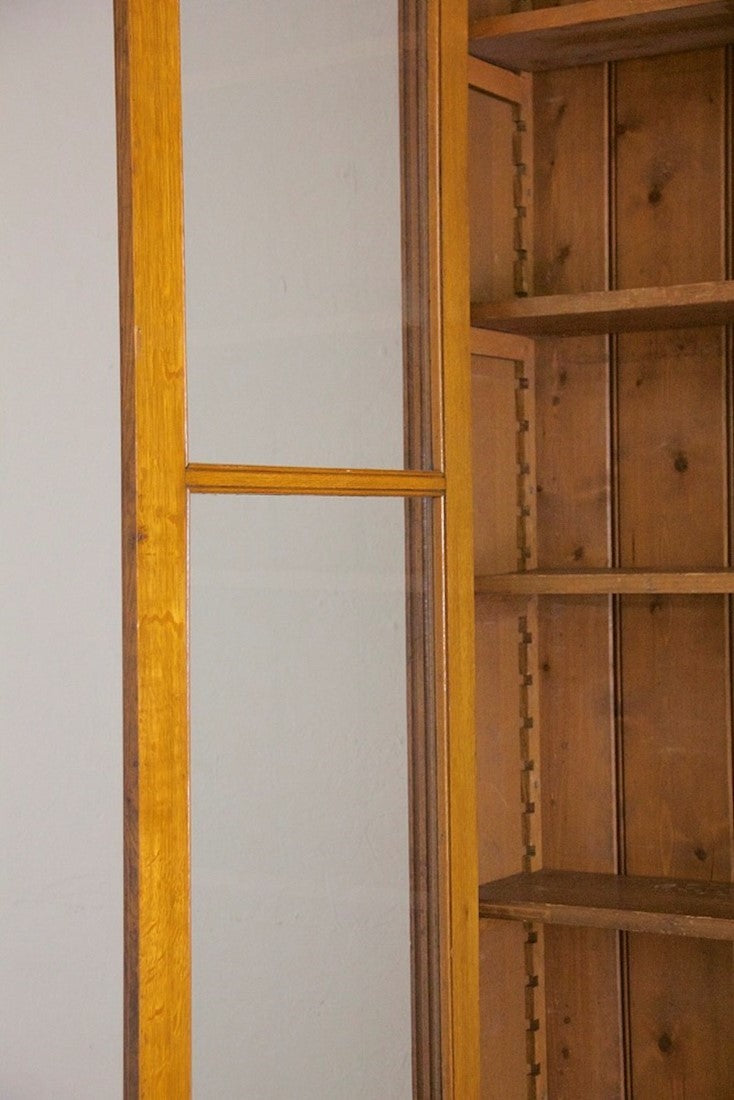 A late C19th oak library cabinet