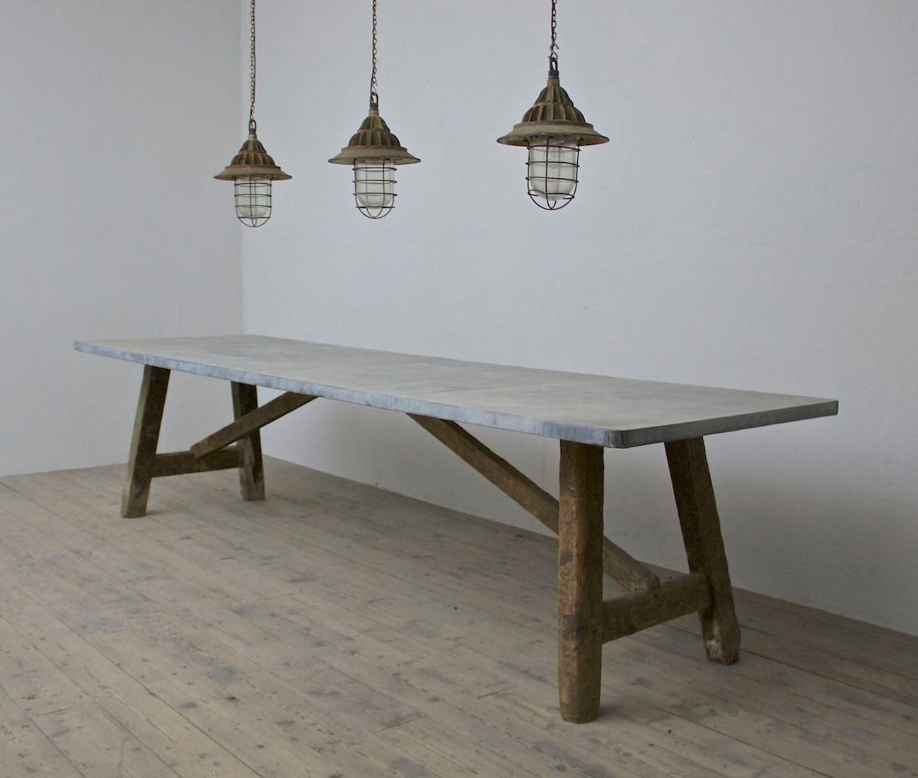 A C19th zinc top preparation table