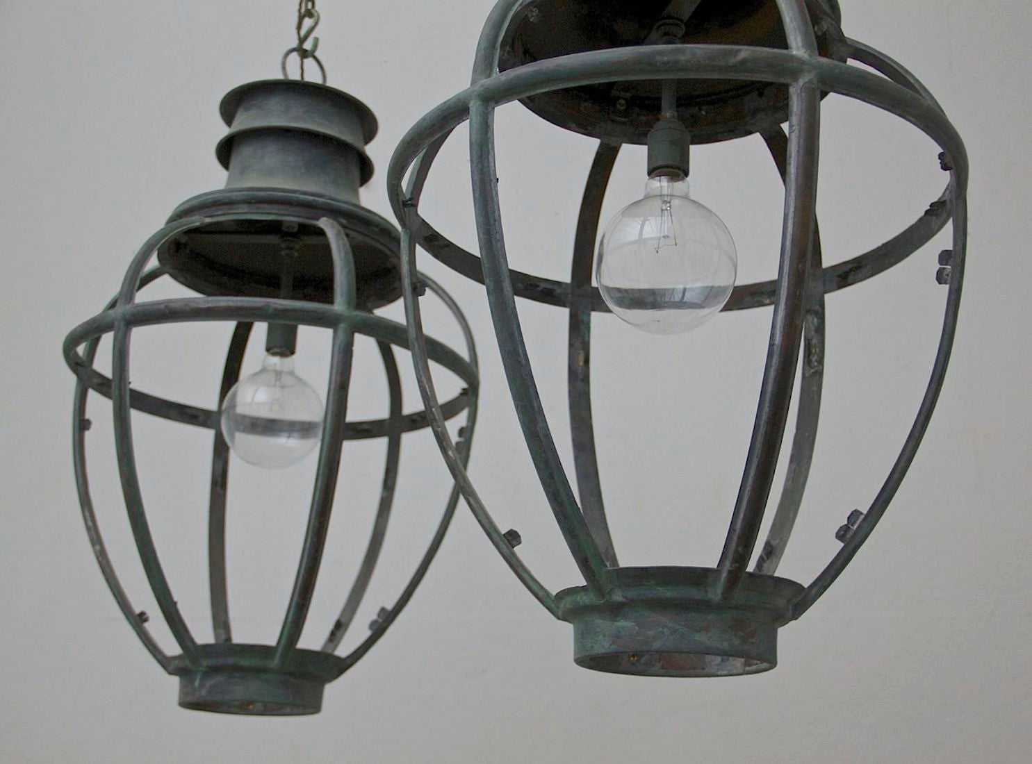 A pair of 1930s copper lanterns
