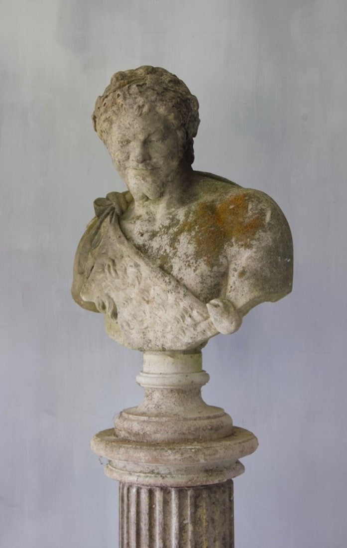 Two classical busts on columns