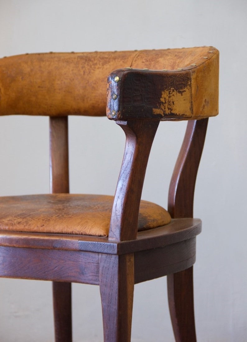 A C19th leather desk chair
