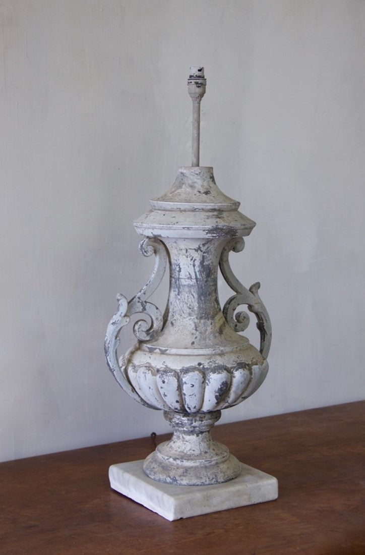 A C19th zinc urn table lamp