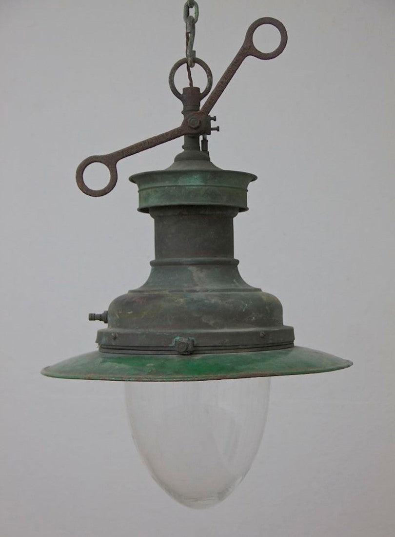A C19th copper station light