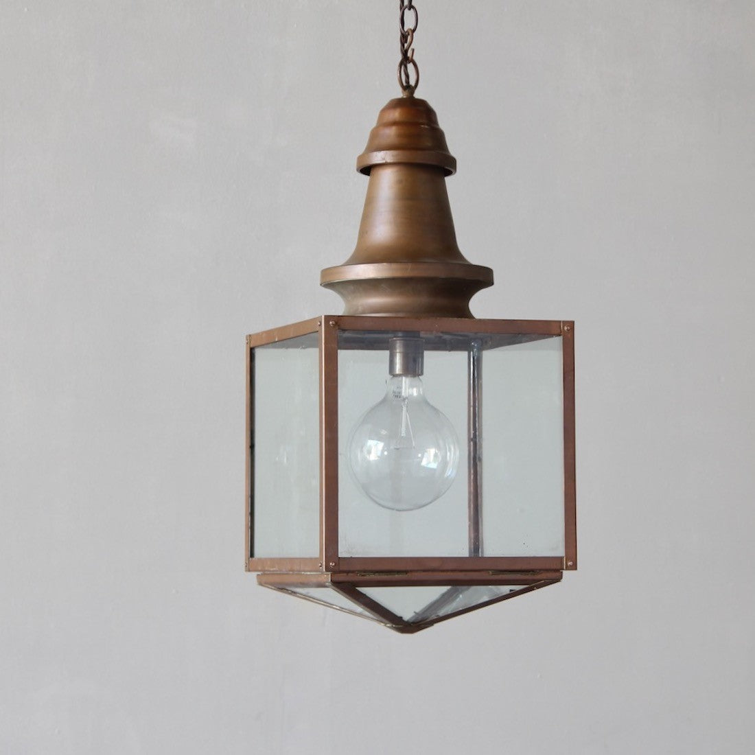 A 1930s square copper lantern