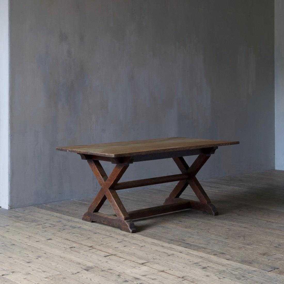 A late 19th century oak refectory table