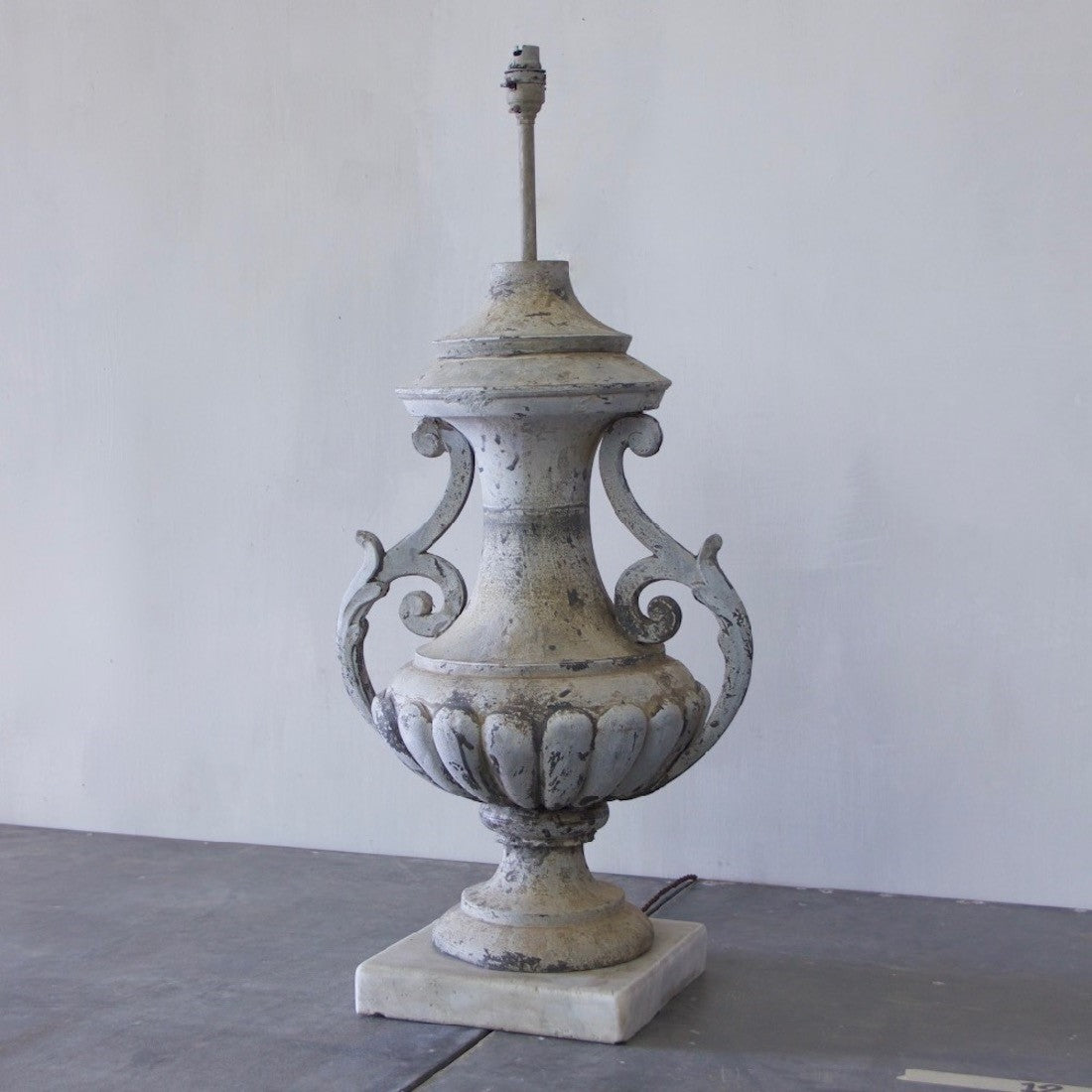 A C19th zinc urn table lamp