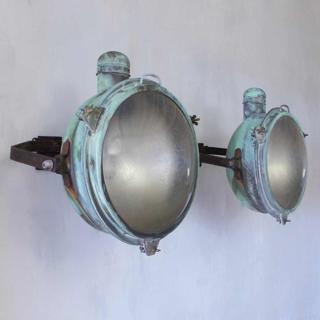 1920s Pair of Holophane Copper Searchlights