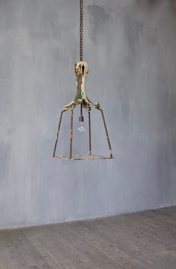 A C19th cast and wrought iron lantern