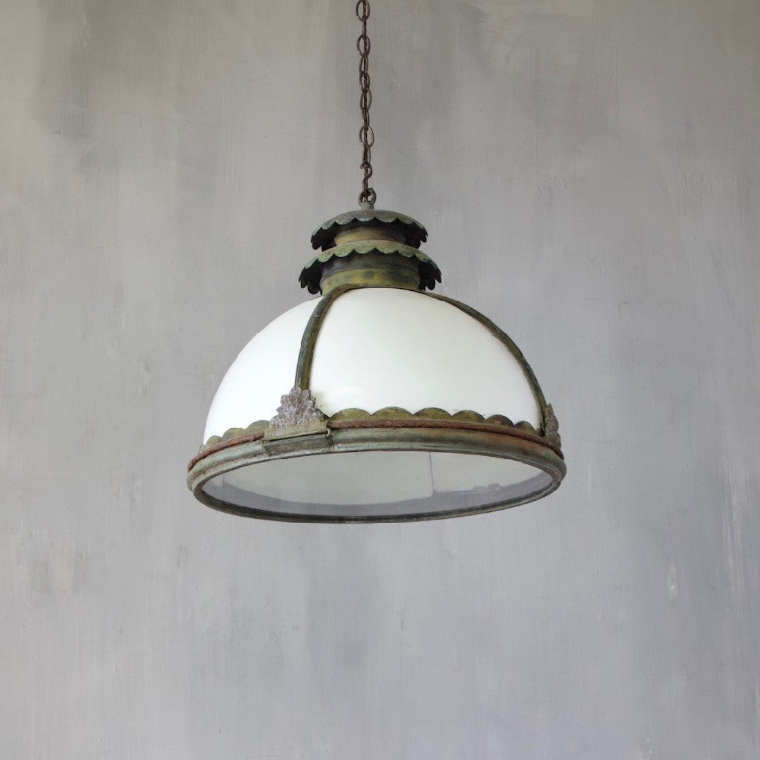 A large half-globe pendant light