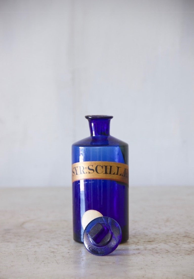 A collection of five C19th apothecary bottles