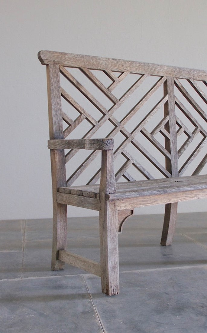 A C20th oak garden seat