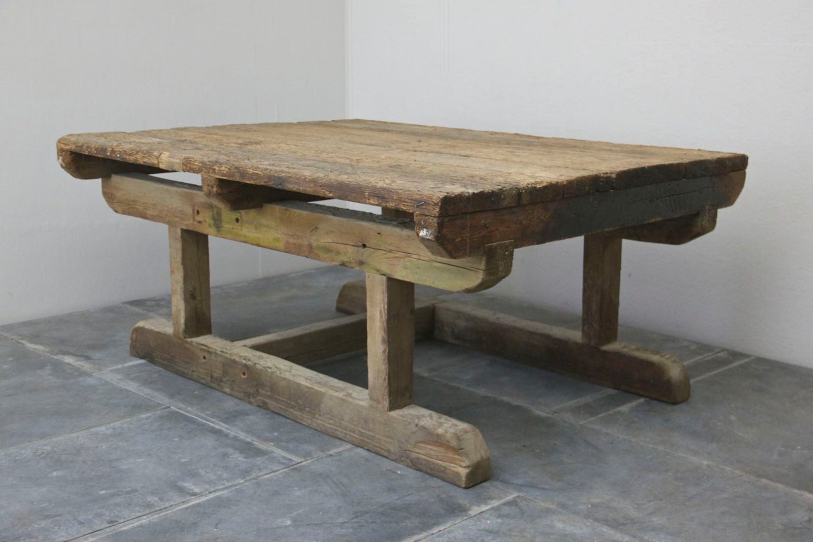 A large, primitive C19th work table