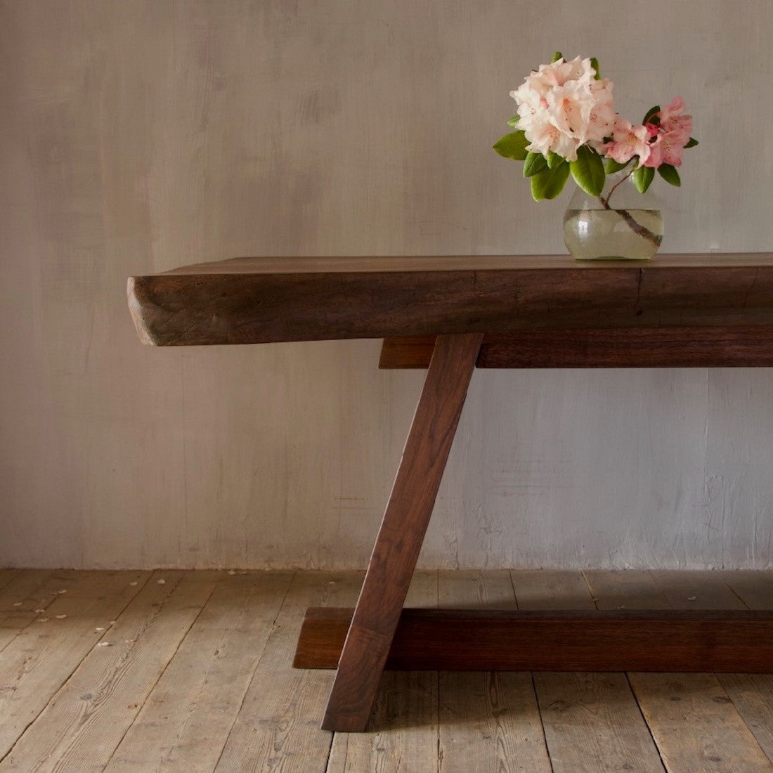 A single plank English walnut table