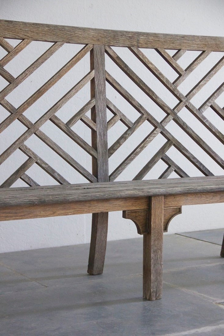 A C20th oak garden seat